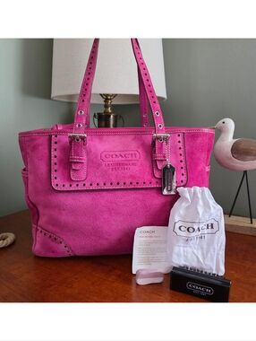 Coach 1430 Legacy Perforated Pink Suede Tote Bag Y2K Vintage